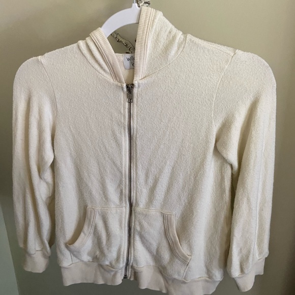 NWOT Wildfox Ivory Zip Full Hoodie Crest Logo BBJ jersey fabric casual size 10 - Picture 2 of 4